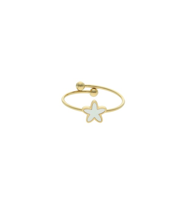 Anillo dorado con estrella de mar de nácar