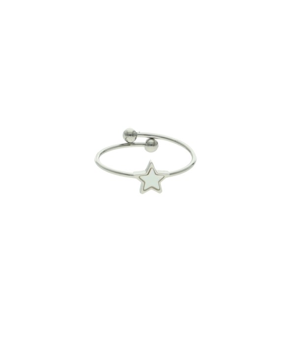 Anillo plateado con estrella de nácar