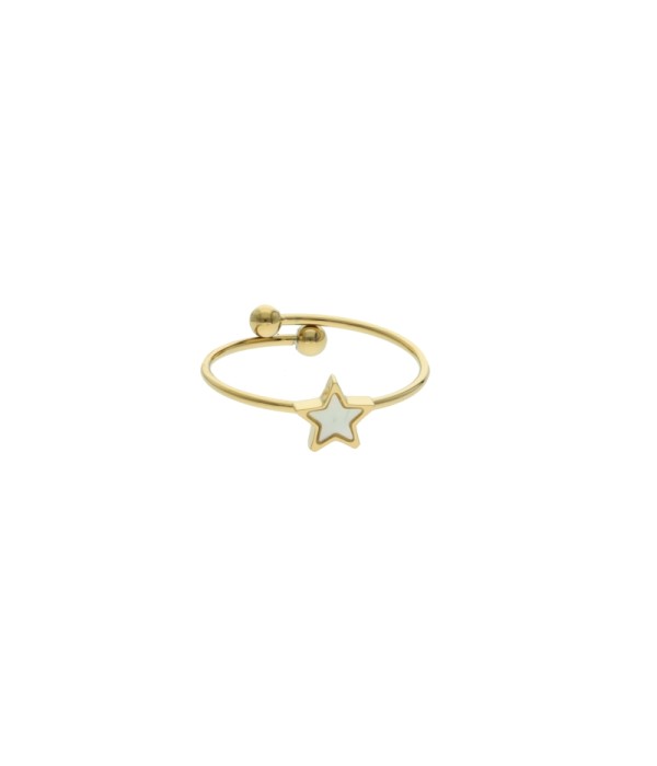 Anillo dorado con estrella de nácar
