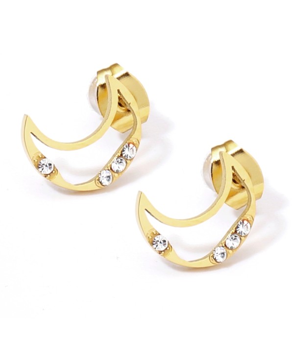 Pendientes dorados con luna y detalles en circonitas