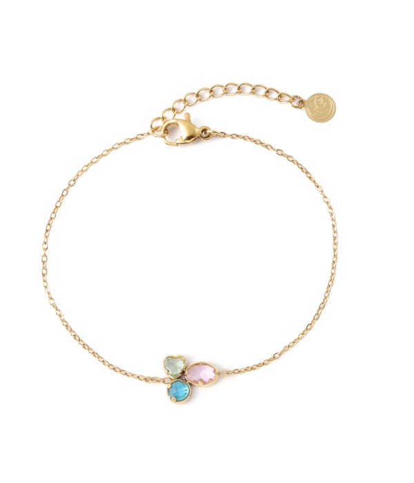 Pulsera dorado de cristal de colores