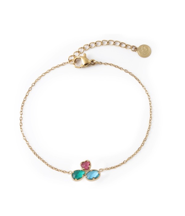 Pulsera dorado de cristal de colores