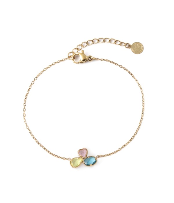 Pulsera dorado de cristal de colores