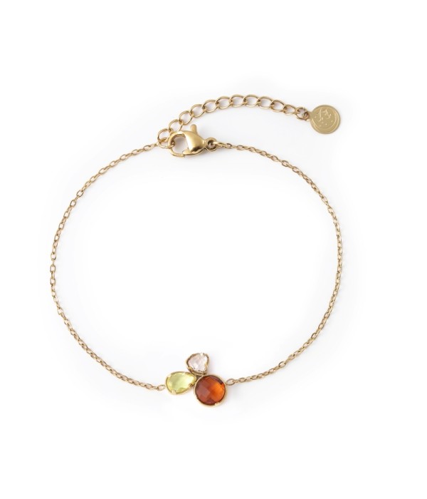 Pulsera dorado de cristal de colores