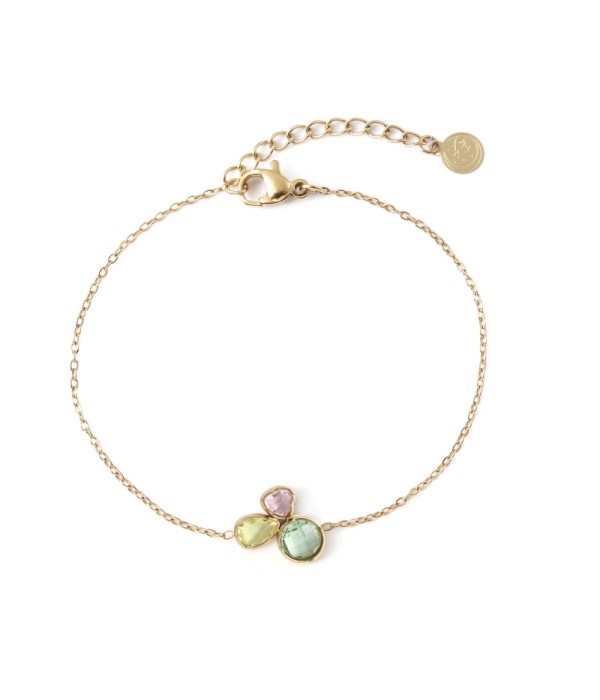 Pulsera dorado de cristal de colores