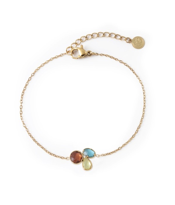 Pulsera dorado de cristal de colores