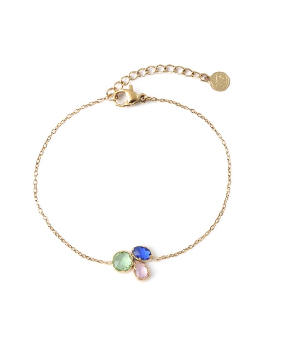 Pulsera dorado de cristal de colores