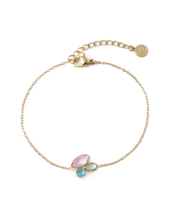 Pulsera dorado de cristal de colores