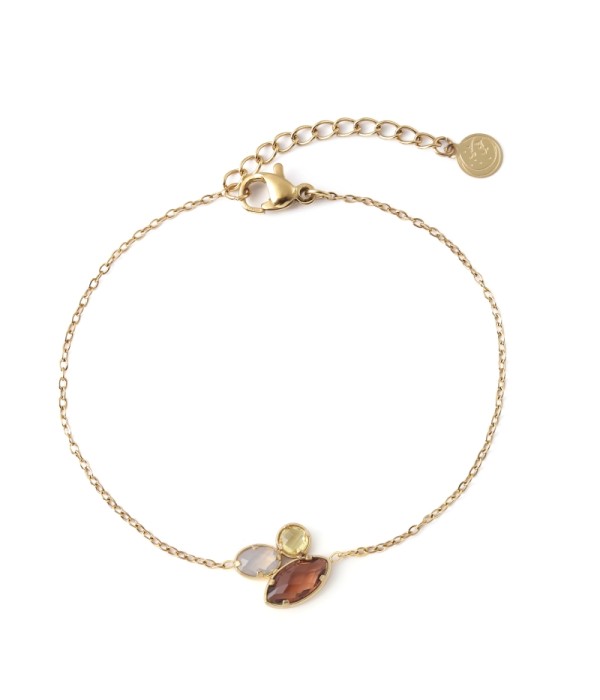 Pulsera dorado de cristal de colores