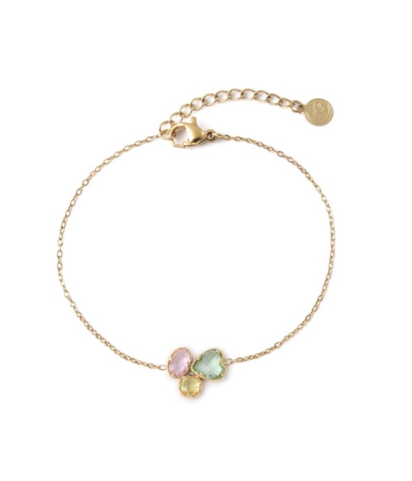 Pulsera dorado de cristal de colores