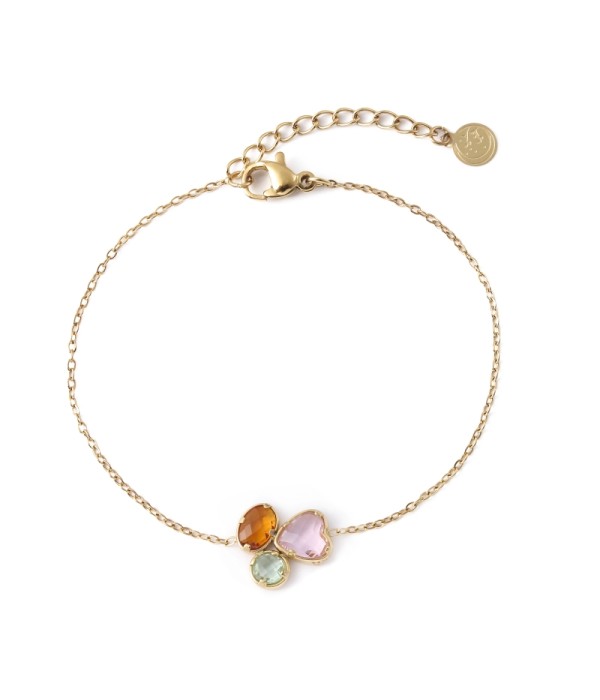 Pulsera dorado de cristal de colores