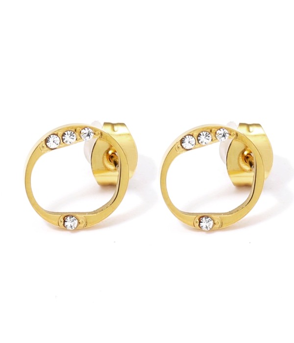 Pendientes dorados con círculo y detalles en circonitas