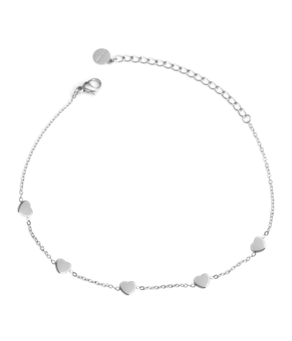 Tobillera de corazones
