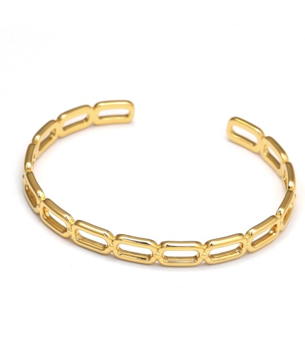 Pulsera rígida plateada de óvalos