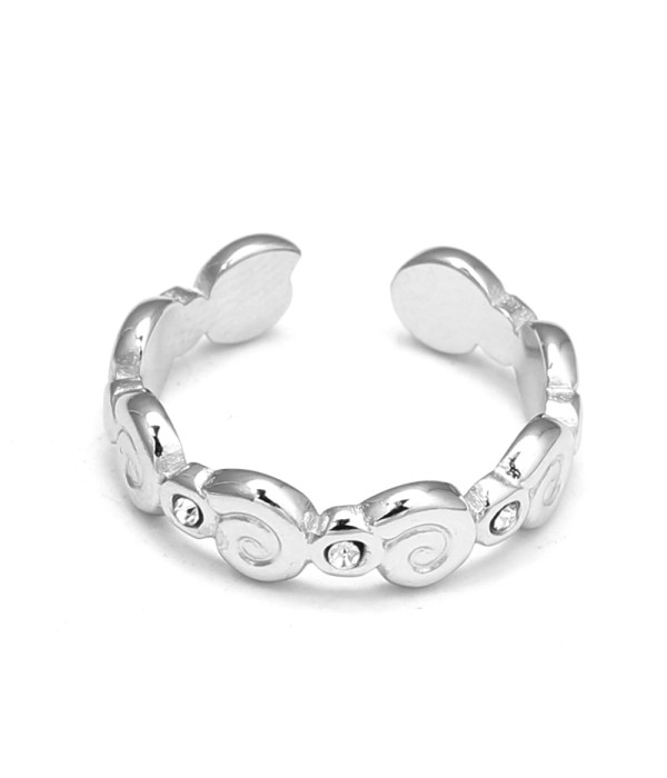 Anillo plateado de espirales con circonitas