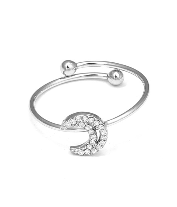 Anillo plateado con luna y circonitas