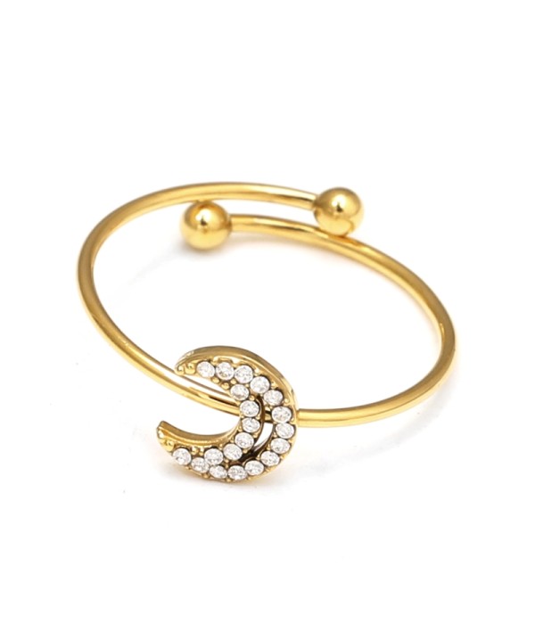 Anillo dorado con luna y circonitas