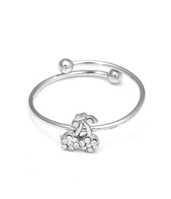 Anillo plateado con cerezas y circonitas