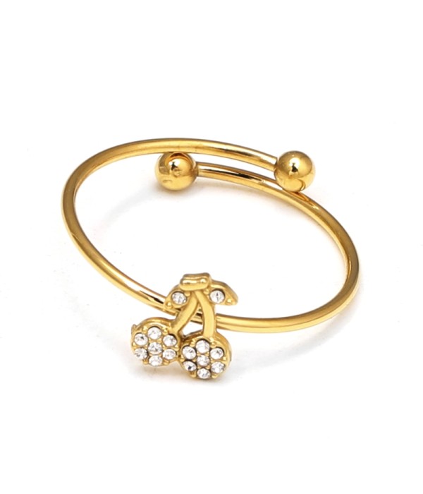 Anillo dorado con cerezas y circonitas