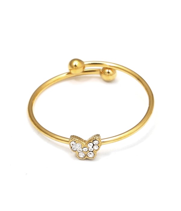 Anillo dorado con mariposa y circonitas