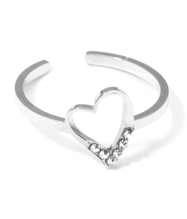 Anillo plateado con corazón y detalles en circonitas