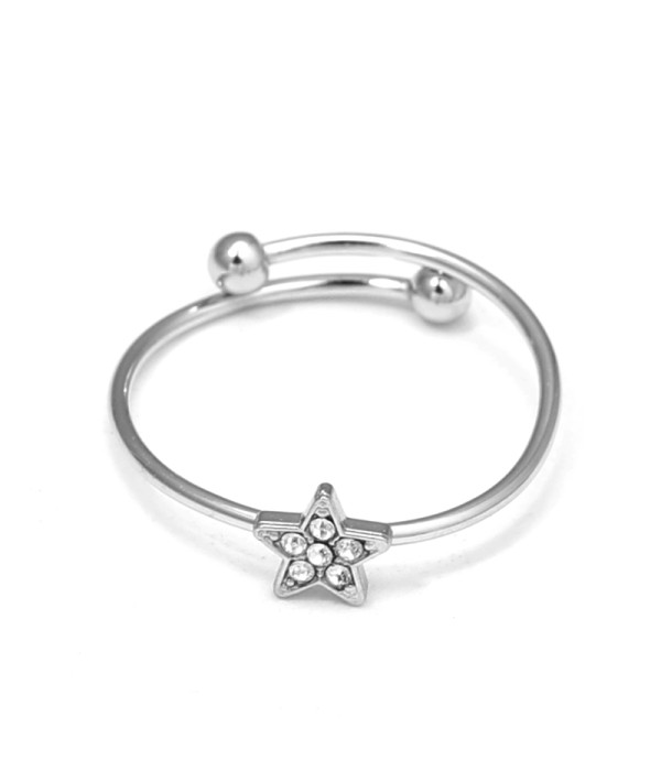 Anillo plateado con estrella y circonitas