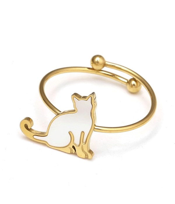 Anillo con gato de nácar