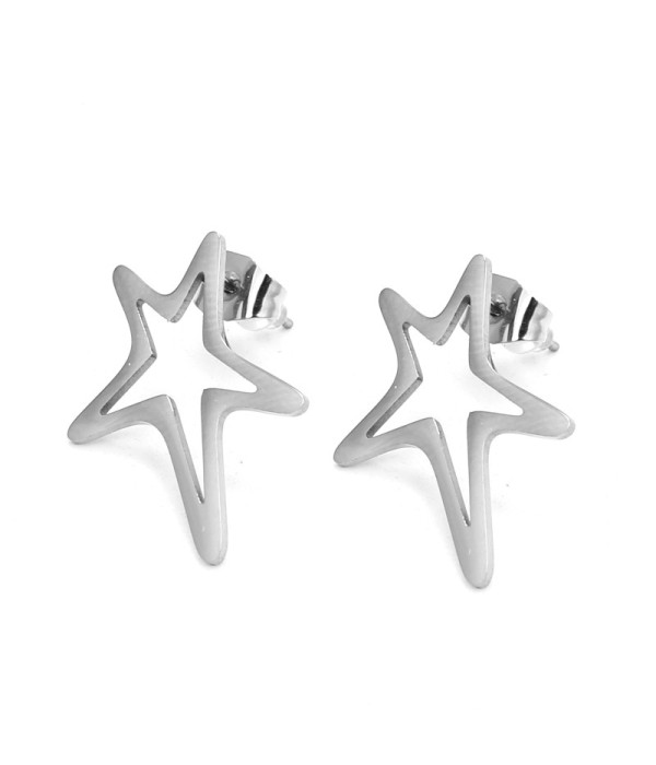 Pendientes plateados de estrella(Mediano)