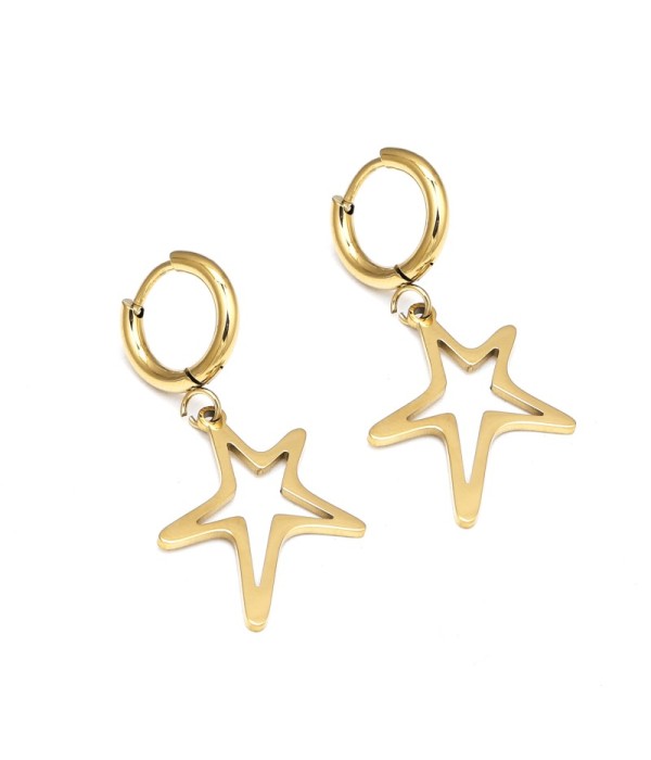 Pendientes de aro dorados con colgante de...