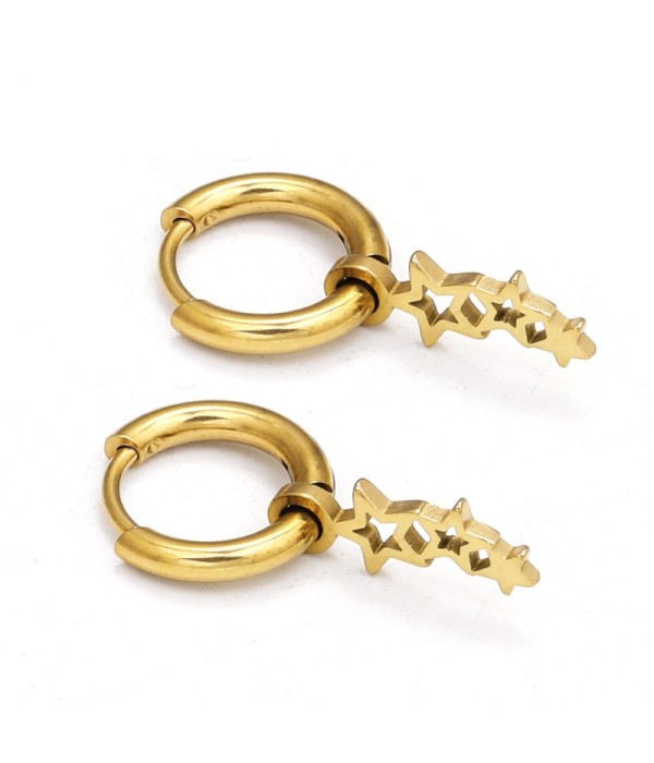 Pendientes de aro dorados con colgantes de estrellas