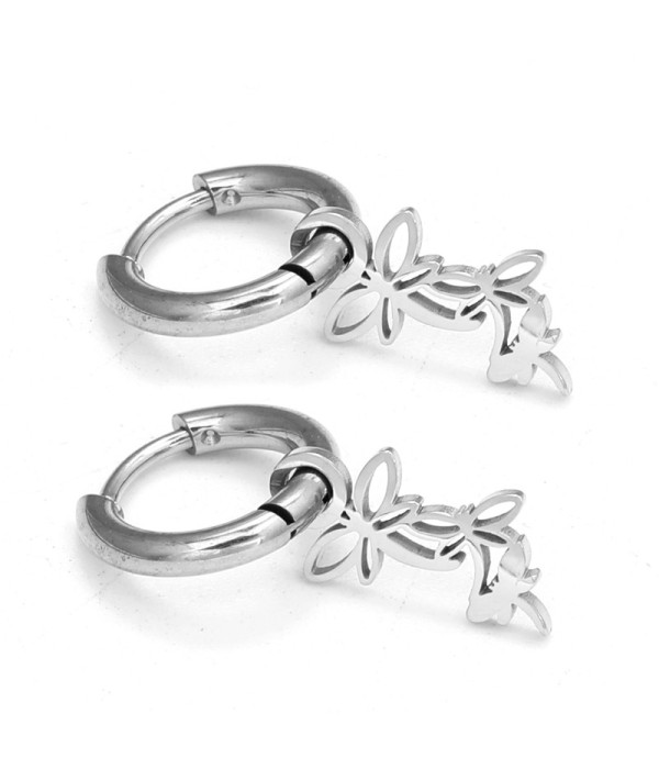 Pendientes de aro plateados con colgantes de libélulas