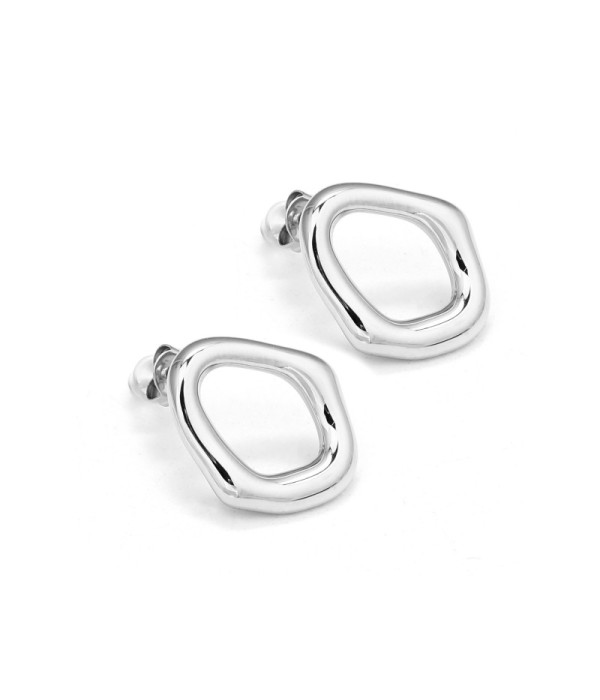 Pendientes plateados geométricos estilo orgánico