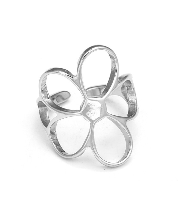 Anillo plateado floral calado