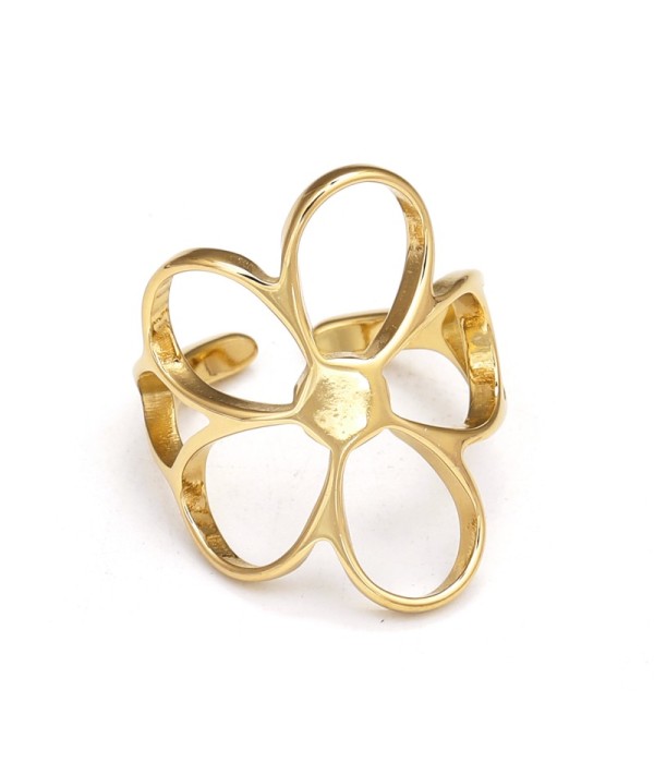 Anillo dorado floral calado
