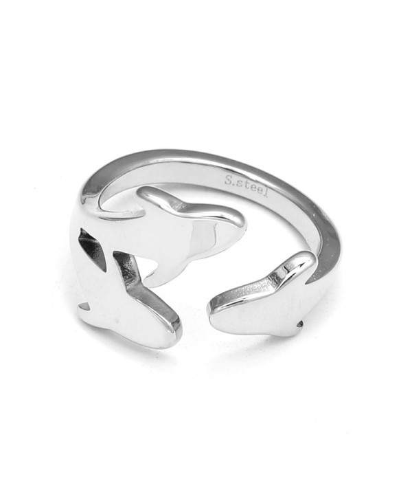 Anillo plateado de delfines