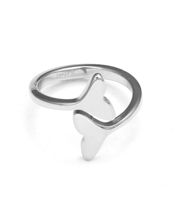 Anillo plateado de colas de pez