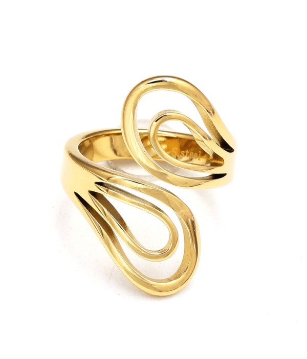 Anillo dorado de doble línea ondulada