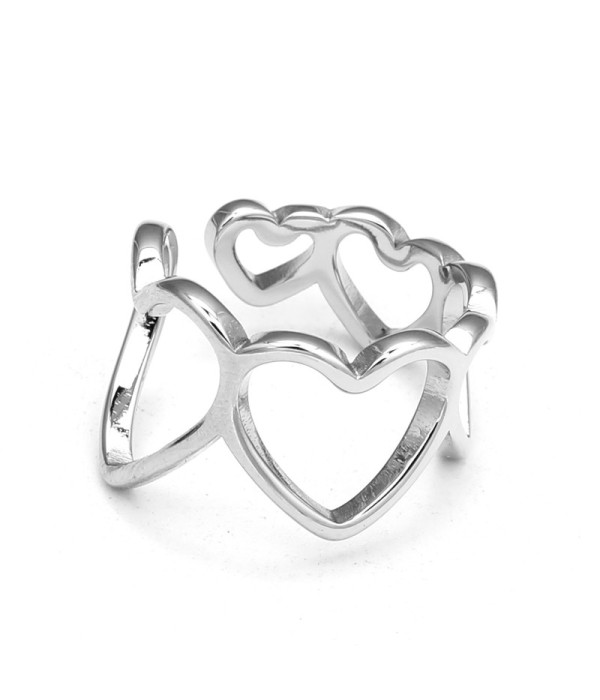 Anillo plateado de corazones entrelazados