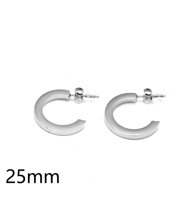 Pendientes de aro plateados lisos