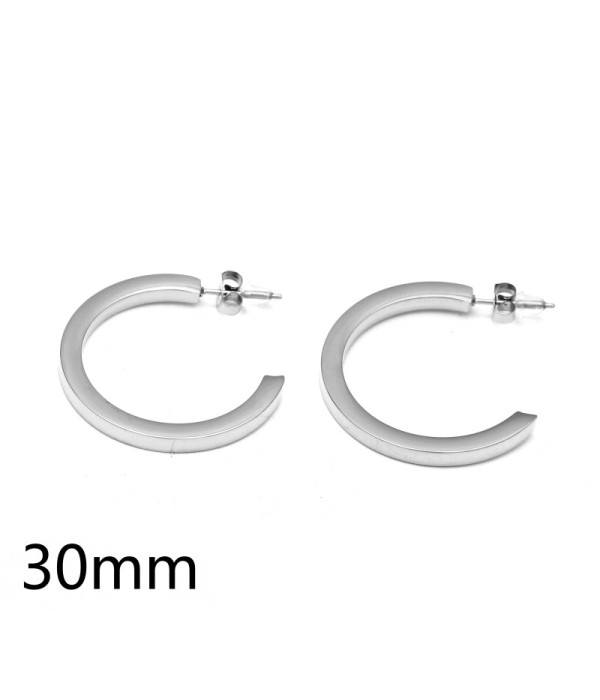 Pendientes de aro plateados lisos