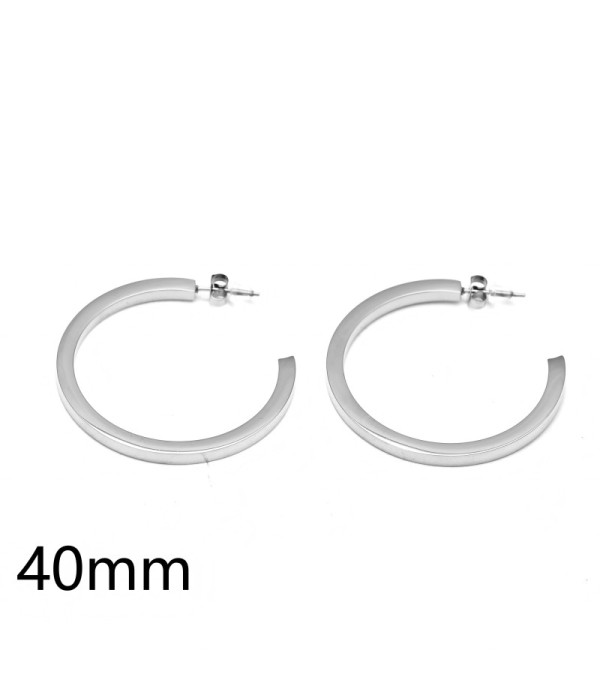 Pendientes de aro plateados lisos