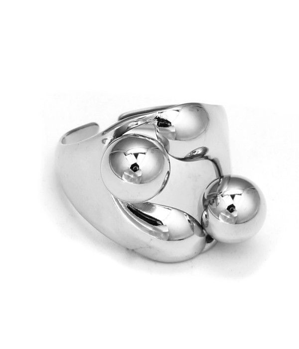 Anillo plateado de bolitas
