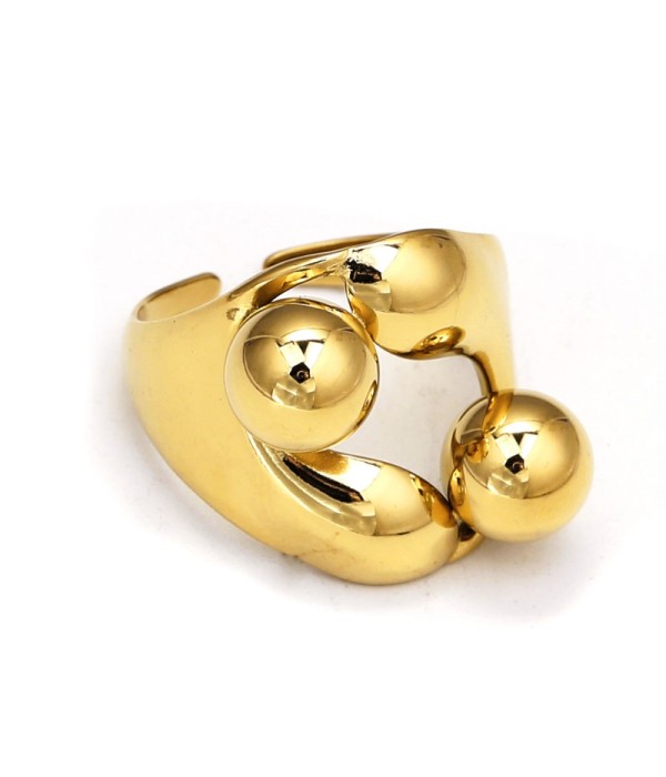 Anillo dorado de bolitas