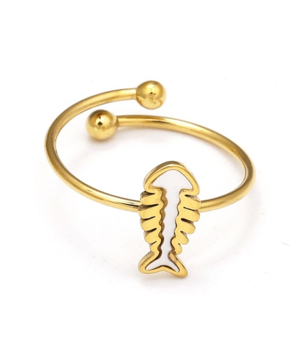 Anillo de espina de pescado con nácar