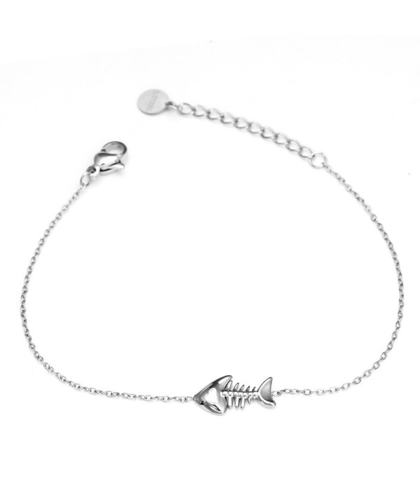 Pulsera fina plateada con colgante de espina de...