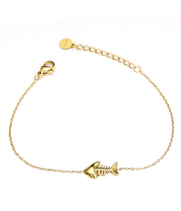 Pulsera fina dorado con colgante de espina de...