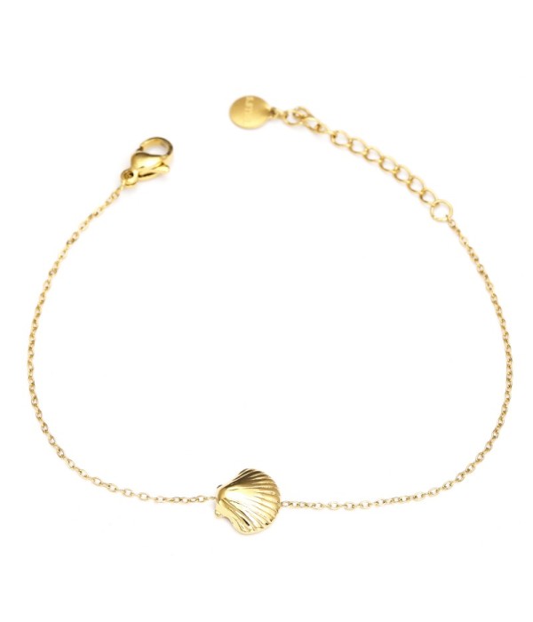 Pulsera fina dorado con colgante de concha