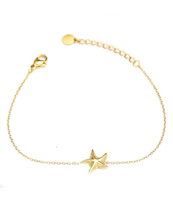 Pulsera fina dorada con colgante de estrella de mar