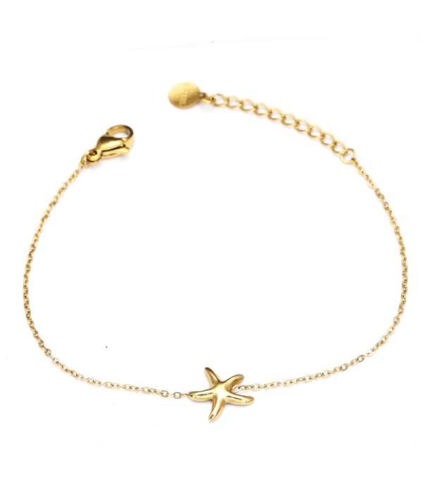 Pulsera fina dorada con colgante de estrella de mar