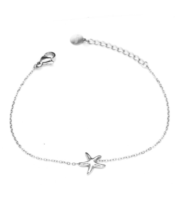 Pulsera fina plateada con colgante de estrella...